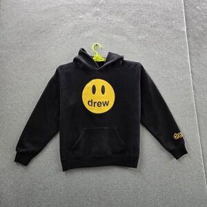 Drew House Men Hoodie L Black Justin Bieber Smiley Face Logo Skater Pullover